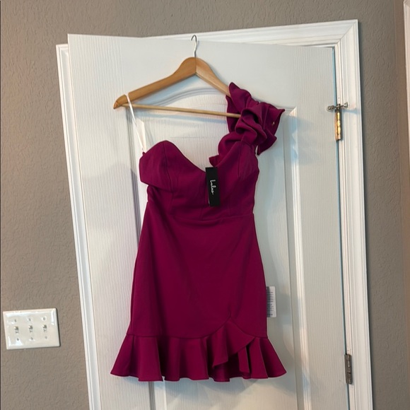 NWT Lulu's Fuchsia One-Shoulder Dress- Small - Picture 1 of 3